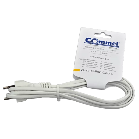 Flexo kábel MTL 2x0,75 2m vezetékkel fehér Commel 0114