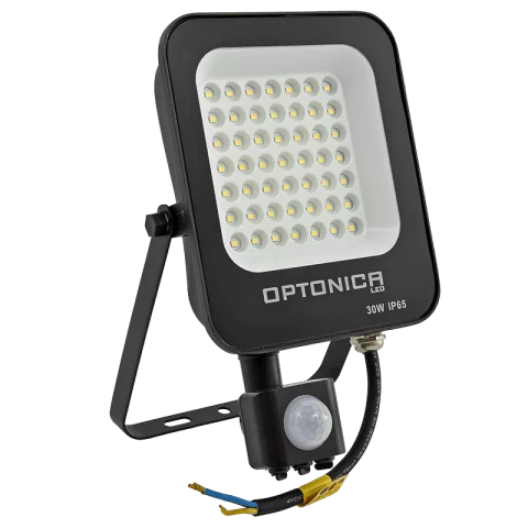 LED Reflektor Mozgásérzékelővel 30W 6000K Fekete Optonica SMD 5777