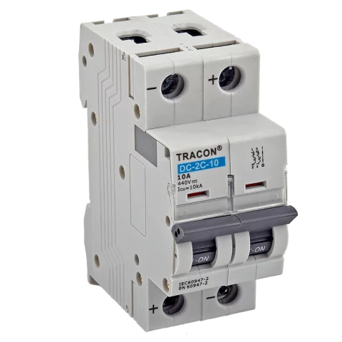 Tracon Kismegszakító 2P C 10A 6kA 220V DC PV rendszerekhez egyenáramú DC-2C-10