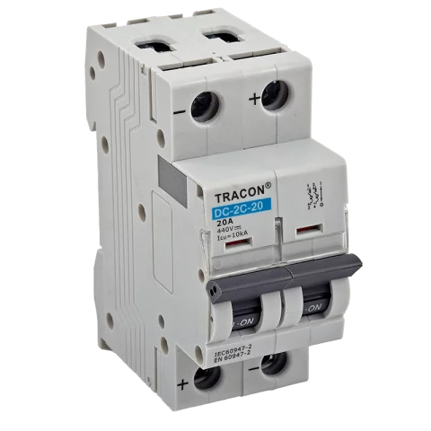 Tracon Kismegszakító 2P C 20A 6kA 500V DC PV rendszerekhez egyenáramú DC-2C-20