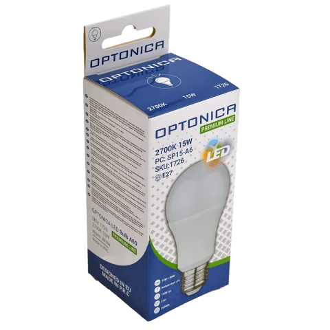 E27 LED Izzó 15W 2700K meleg fehér prémium A60 Optonica SP1726