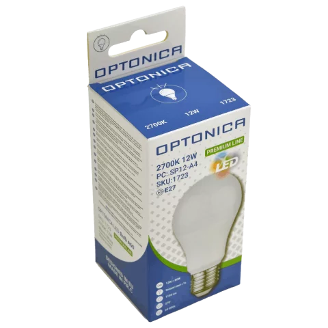 E27 LED Izzó 12W 2700K meleg fehér prémium A60 Optonica SP1723