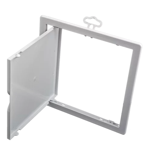 Szerelőajtó műanyag fehér 200x200mm Revíziós ajtó 185x185mm beépítés Elmark 500175/WH