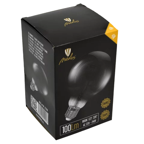 E27 Smoke LED Filament Izzó 4W 1800K 100lm Extra meleg fehér Fekete izzó G95 320° Nedes ZSF108