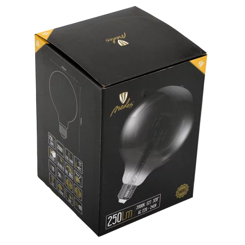 E27 Smoke LED Filament Izzó 4W 2000K 250lm Extra meleg fehér Fekete izzó G125 320° Nedes ZBF102