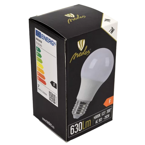 E27 LED Izzó 7W 4000K Természetes fehér 630lm A60 Nedes ZLS581