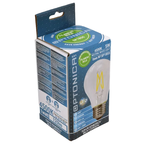 E27 LED Filament Izzó 5W 4500K természetes fehér A60 Optonica 1855