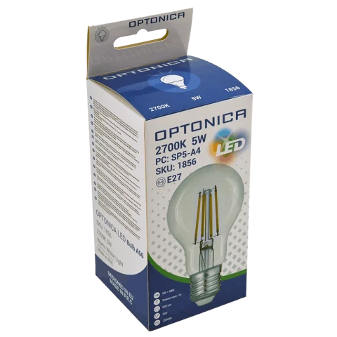 E27 LED Filament Izzó 5W 2700K meleg fehér A60 Optonica 1856