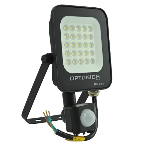 LED Reflektor Mozgásérzékelővel 20W 6000K Fekete Optonica SMD2 5774
