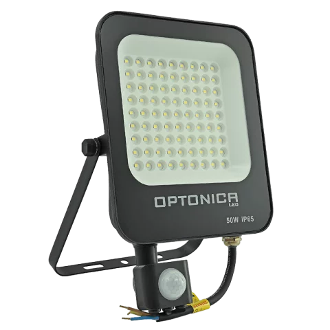 LED Reflektor Mozgásérzékelővel 50W 6000K Fekete SMD 5780