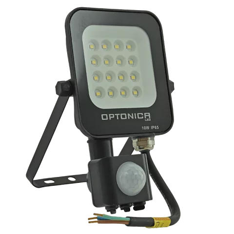 LED Reflektor Mozgásérzékelővel 10W 6000K Fekete Optonica SMD 5771