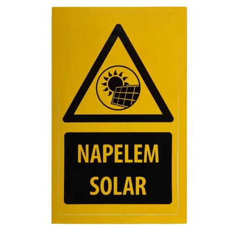 Figyelmeztető Matrica Öntapadós "NAPELEM SOLAR" 60x100mm