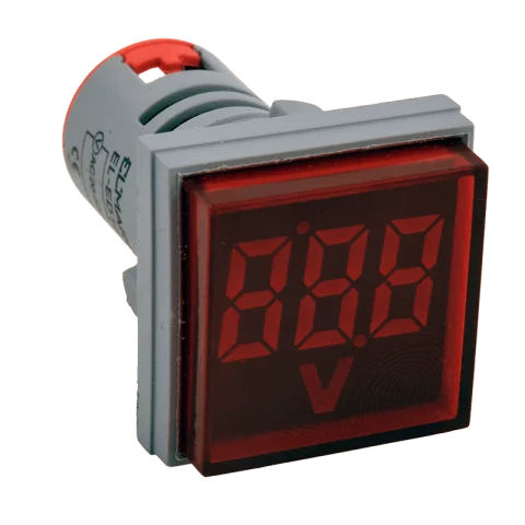 Digitális Feszültségmérő 22mm furatba négyzet Digitális kijelzővel 12-500V AC Voltmérő Elmark
