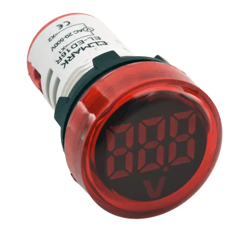 Digitális Feszültségmérő 22mm furatba kerek Digitális kijelzővel 12V-500V AC Voltmérő Elmark EL-ED16