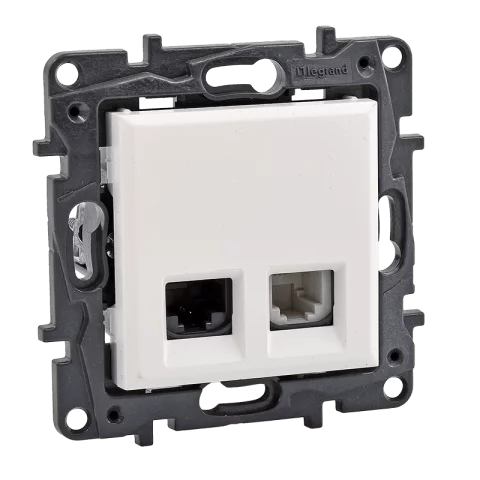 Legrand Niloé Step Rj45 Cat6 UTP + RJ11 telefon aljzat kombinált csatlakozó fehér 863156