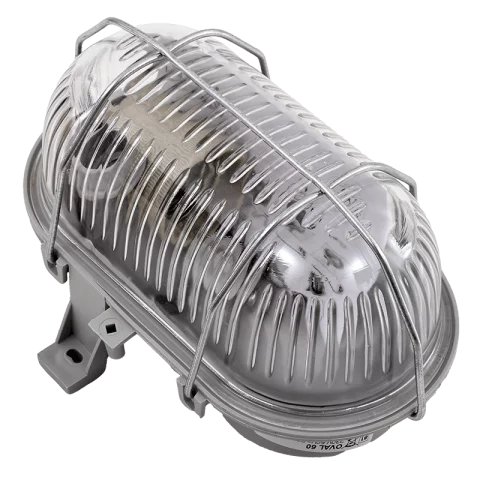 Hajólámpa E27 60W IP44 műanyag házas szürke ovál fém rácsos Anco 321185