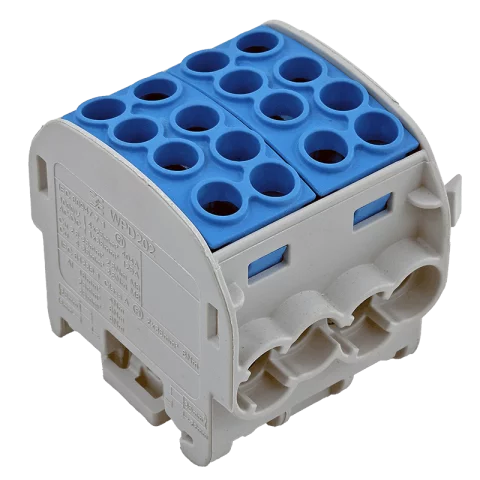 Fővezetéki leágazó sorkapocs 25 mm2 kék 1000V DC Weidmüller WPD 202 4x35/4x25 GY