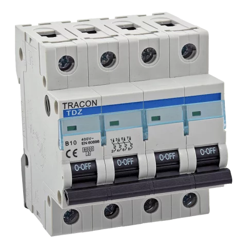 Tracon Kismegszakító 4P B 10A 6kA TDZ-4B-10