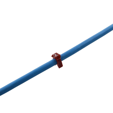 Kábeljelölő klipsz 0,5-1,5mm2 vezetékre "2" Piros Vezetékjelölő szám 30db/sor Legrand CAB3 038212