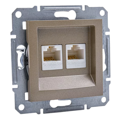 Schneider ASFORA RJ45 x2 Cat6 UTP dupla aljzat bronz keret nélkül EPH4800169 MEGSZŰNT