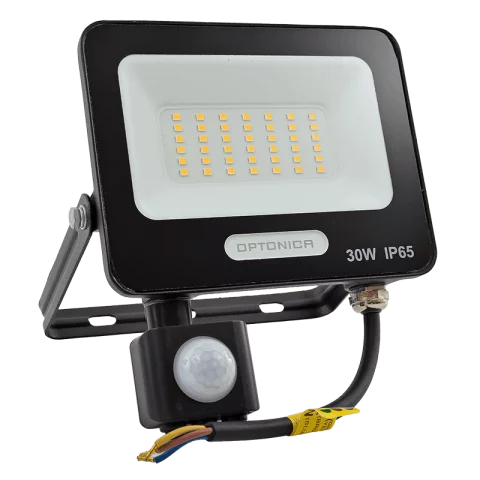 LED Reflektor Mozgásérzékelővel 30W 4000K Fekete 2700lm Optonica 15855