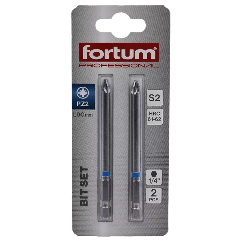 Csavarhúzó bit szár PZ2 x90mm Behajtóhegy készlet 2db/csomag S2 Fortum 4741322