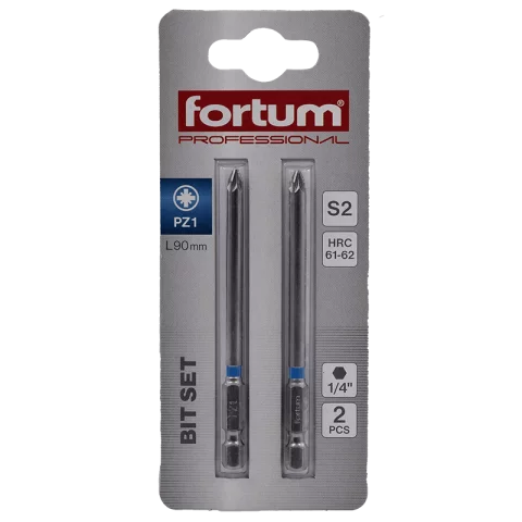 Csavarhúzó bit szár PZ1 x90mm Behajtóhegy készlet 2db/csomag S2 Fortum 4741321