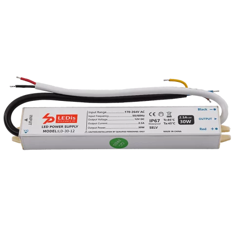 Led Szalag Tápegység 30W IP67 Vízálló 12V DC 2,5A Ledis LD-30-12