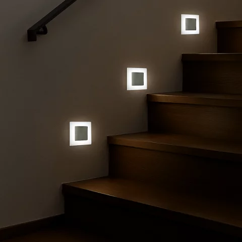Oldalfali lépcsővilágító lámpa süllyeszthető LED 0,8W 3000K 12V DC Kanlux APUS LED WW 23106