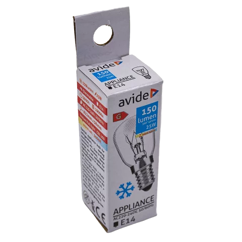 Jelző izzó E14 25W Hűtőizzó 26mm 150lm 3000K meleg fehér 240V Avide ARAC14WW-25W
