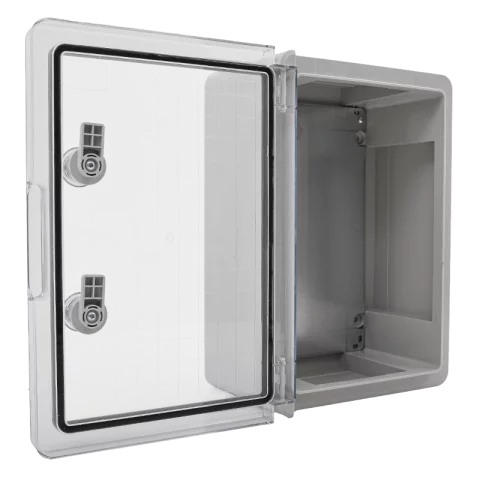 Műanyag IP65 kültéri elosztószekrény 250x350x150mm Átlátszó ajtóval IK10 Fém szerelőlap TP Electric