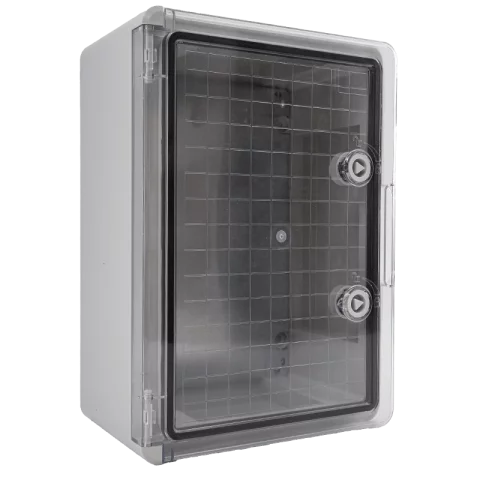 Műanyag IP65 kültéri elosztószekrény 250x350x150mm Átlátszó ajtóval IK10 Fém szerelőlap TP Electric