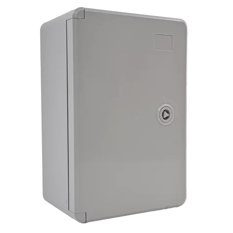 Műanyag IP65 kültéri elosztószekrény 200x300x130mm Szürke ajtóval IK10 Fém szerelőlap TP Electric