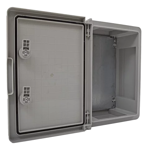 Műanyag IP65 kültéri elosztószekrény 250x350x150mm Szürke ajtóval IK10 Fém szerelőlap TP Electric
