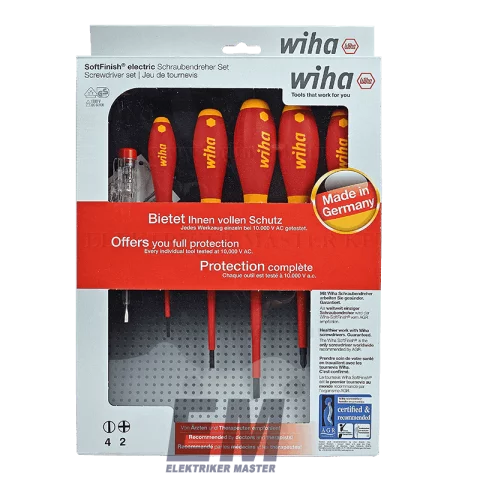 Szigetelt csavarhúzó Készlet 5+1 részes 1000V VDE Fázisceruzával Wiha SoftFinish 41489