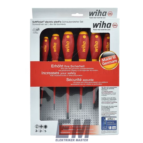 Szigetelt csavarhúzó készlet 6 részes 1000V VDE Wiha SoftFinish Electric slimFix 38362