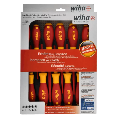 Szigetelt csavarhúzó készlet 12 részes 1000V VDE Wiha SoftFinish electric slimFix 41003