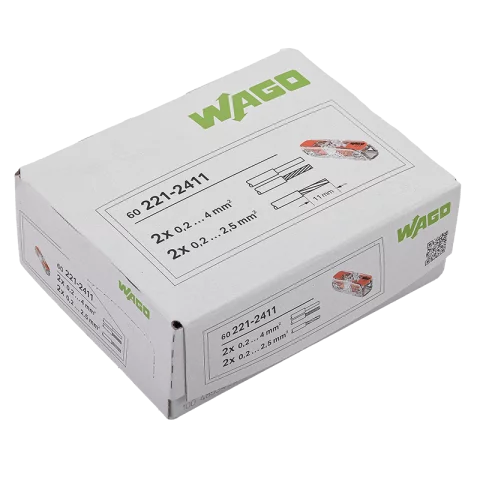 WAGO COMPACT 2 vezetékes oldható egyenes összekötő (tömör, hajlékony 0,2–4 mm²-es) 32A átl. 60db/dob
