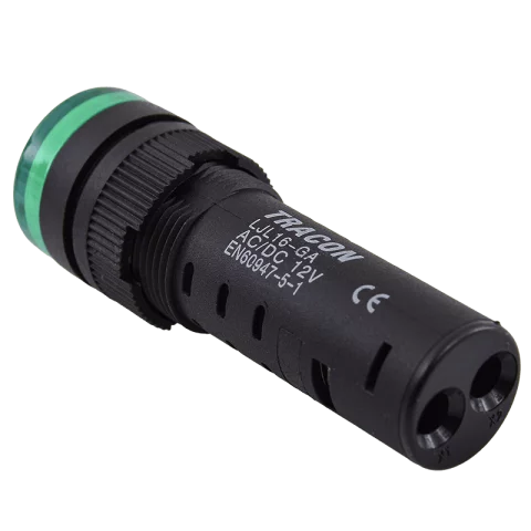 Ledes Jelzőlámpa zöld 12V AC/DC 16mm Tracon LJL16-GA