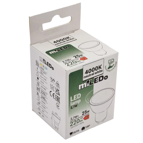 GU10 LED Spot Izzó 2,7W 4000K természetes fehér Kanlux Miledo 31228