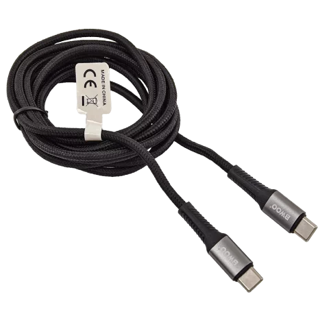 USB kábel Type-C fejjel 2m Telefon töltő kábel Type-C adatkábel fekete szövet BWOO BO-X288C-C