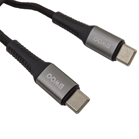 USB kábel Type-C fejjel 2m Telefon töltő kábel Type-C adatkábel fekete szövet BWOO BO-X288C-C