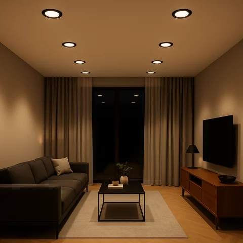 LED Panel Mennyezeti Beépíthető 12W Állítható Színhőmérséklet Kerek Fekete Commel 337-714