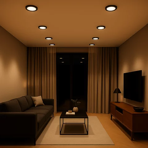 LED Panel Mennyezeti Falon Kívüli 12W Állítható színhőmérséklet Kerek Fekete Commel 337-718