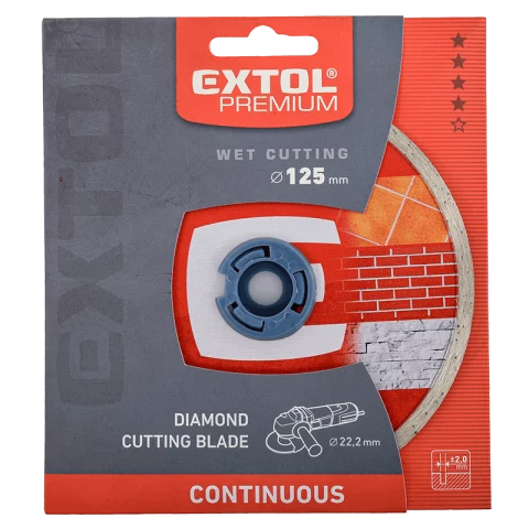 Gyémánt csempevágó korong 125x2x22,2mm Sima vizes vágó 12.250RPM Extol Premium