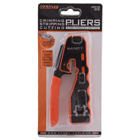 Krimpelő présfogó vágó csupaszító szerszám átmenő RJ-csatlakozókhoz 8P8C-RJ-45 Handy 10181
