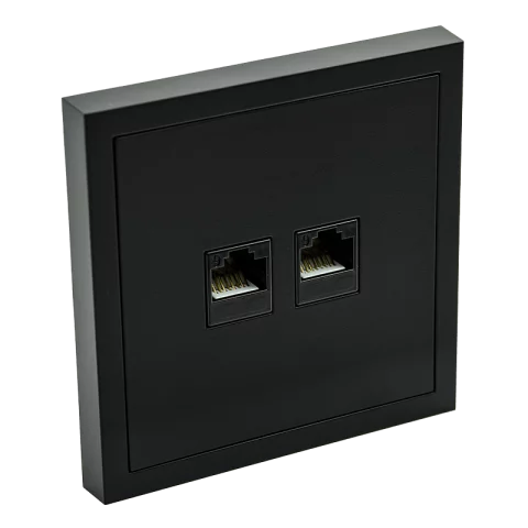 Commel Adria 2xRJ45 Cat6 UTP dupla internet aljzat süllyesztett kerettel fekete 043-621