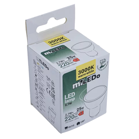 GU10 LED Spot Izzó 2,7W 3000K meleg fehér 220lm Kanlux Miledo 31227