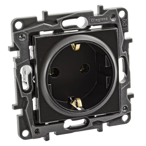 Legrand Niloé Step Dugalj 2P+F konnektor csavaros bekötés fekete 863521