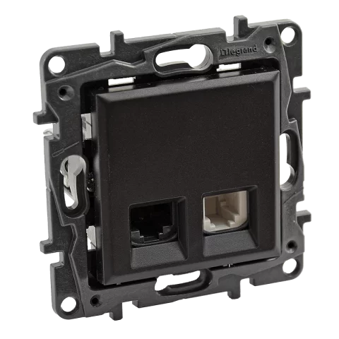 Legrand Niloé Step RJ45 Cat6 UTP internet + RJ11 telefon aljzat kombinált fekete 863556